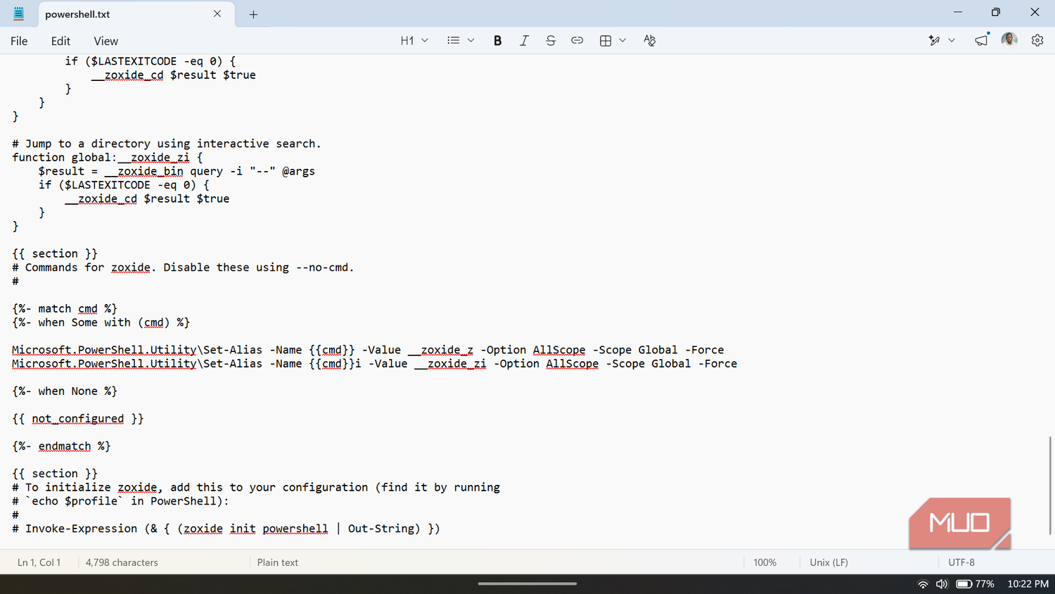 Powershell script for zoxide configuration