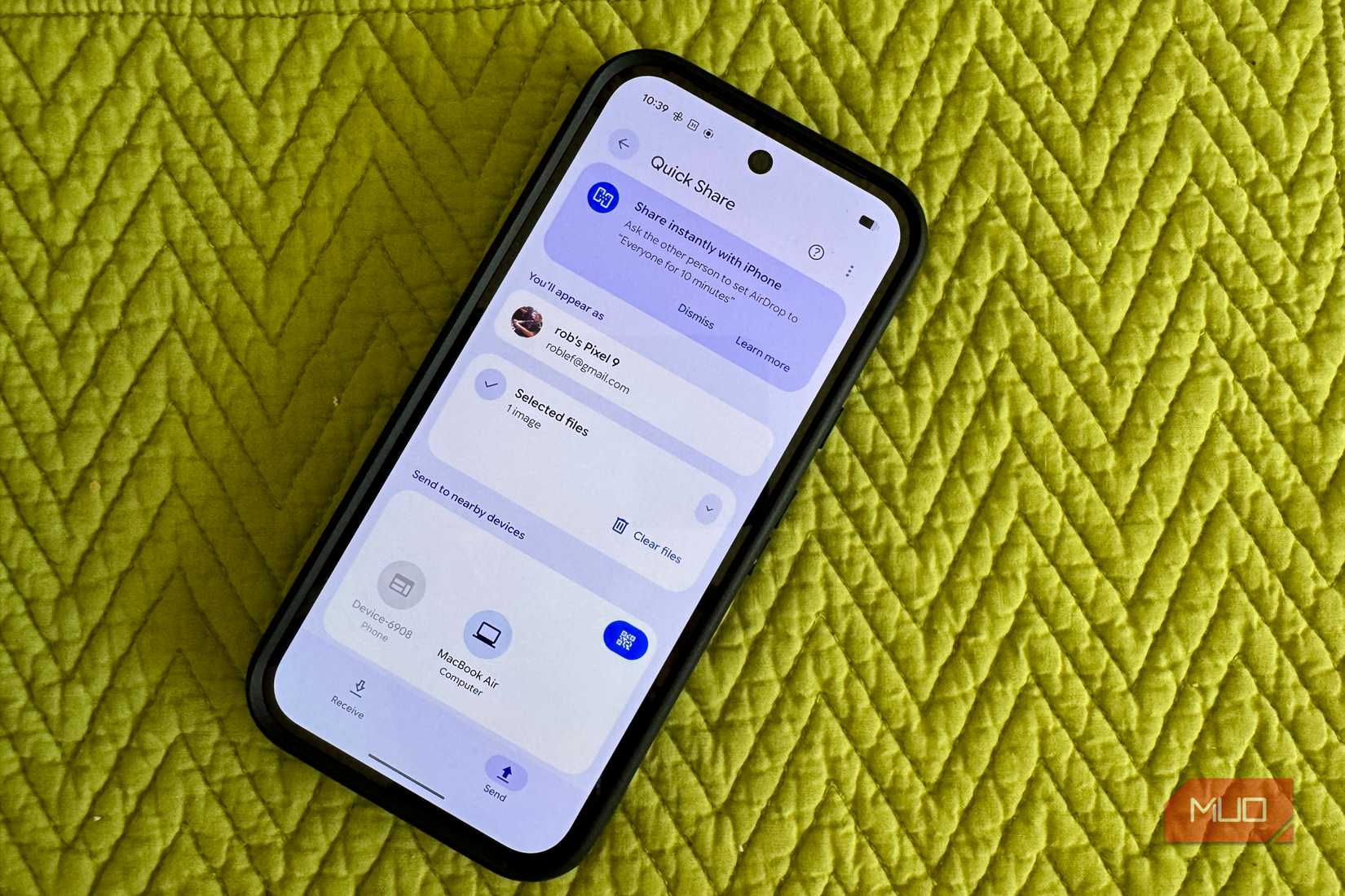 Quick Share panel on Pixel 9