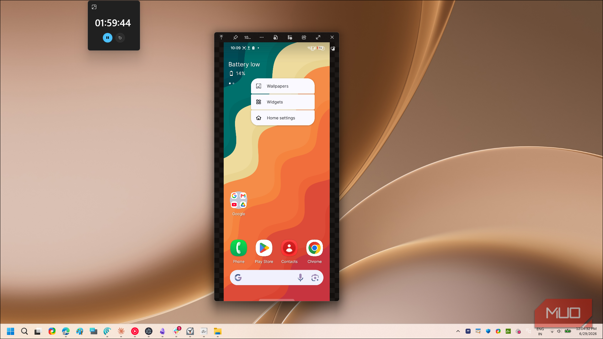 QuickLook preview Android phone home screen