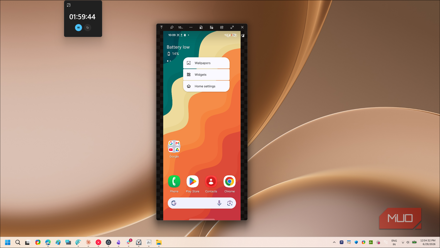 QuickLook preview Android phone home screen
