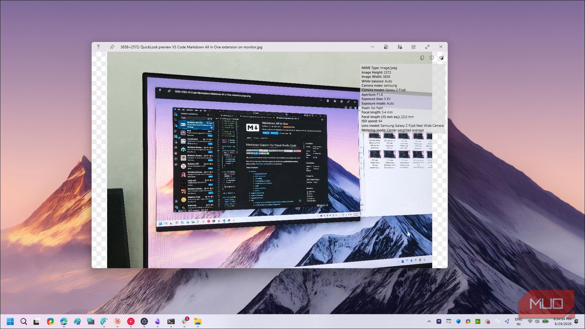 QuickLook preview VS Code Markdown extension transparent background