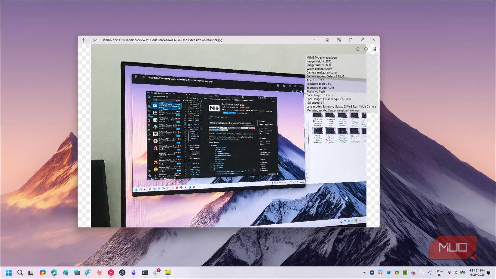 QuickLook preview VS Code Markdown extension transparent background