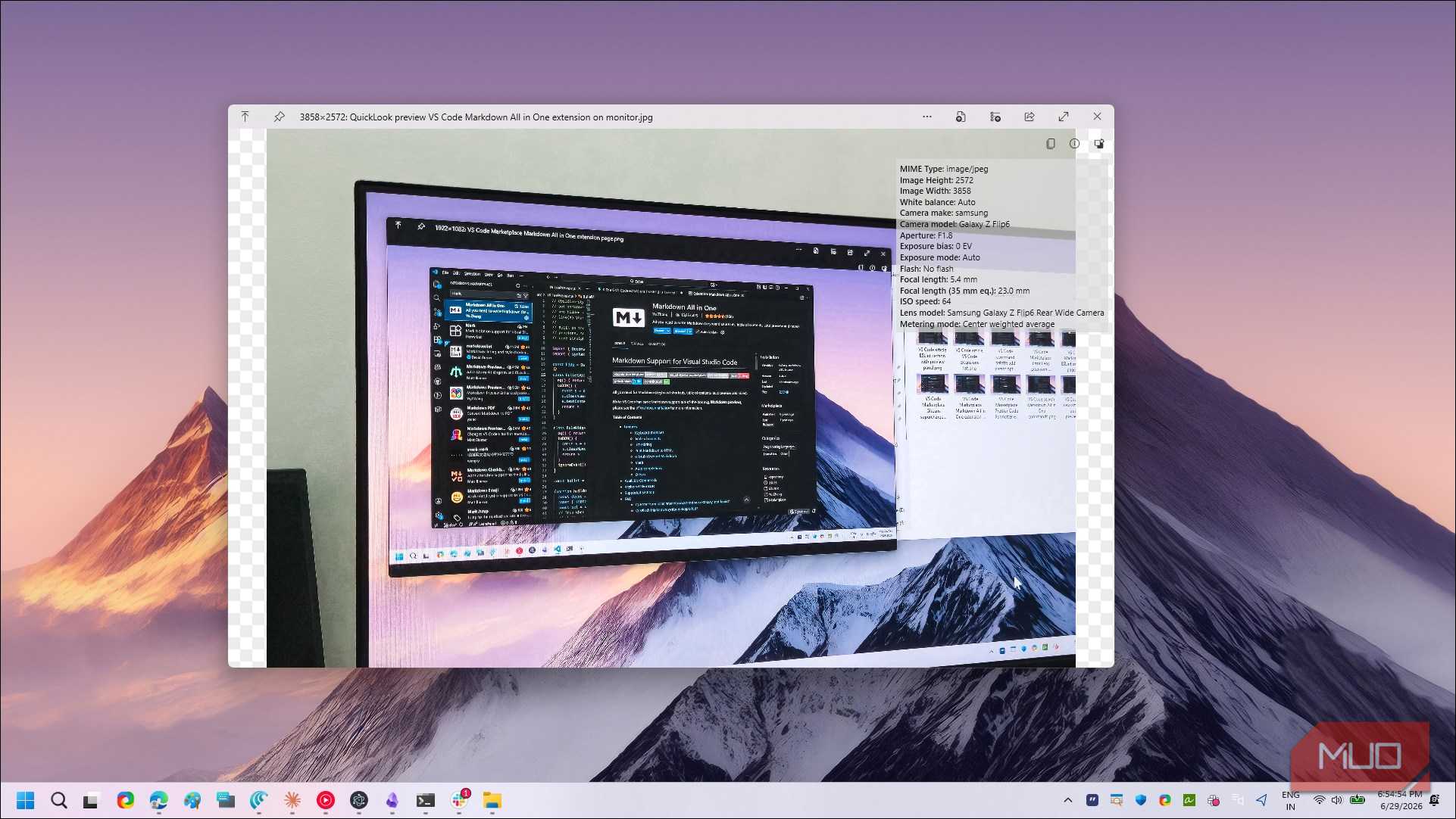 QuickLook preview VS Code Markdown extension transparent background