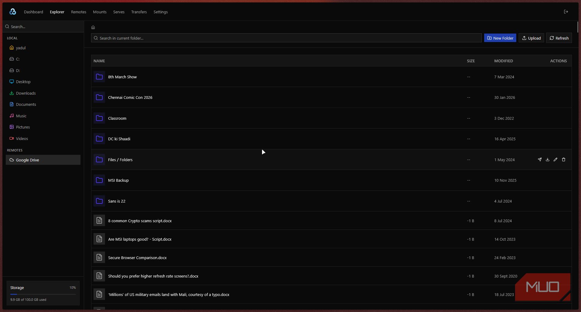 Rclone cloud explorer with local storage.