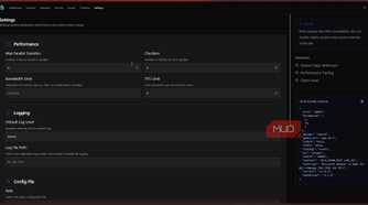 Rclone settings menu.