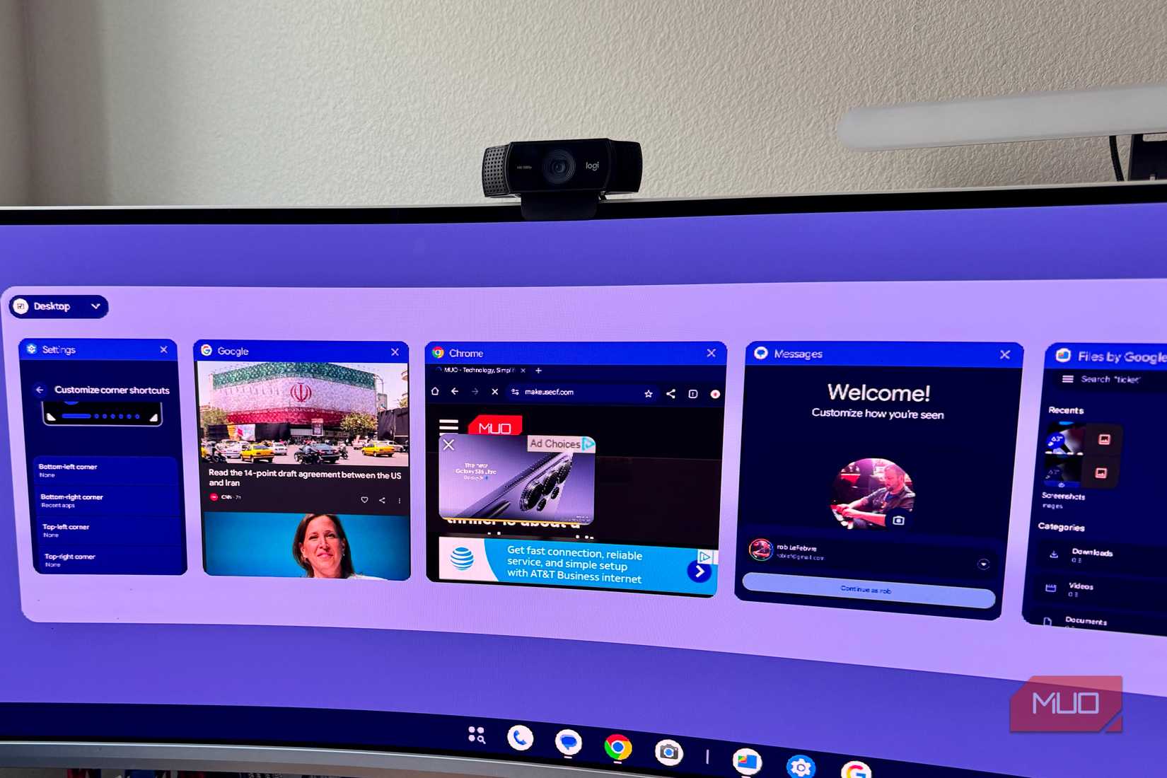 Recent apps UI on Pixel desktop