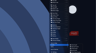 screen showing the multiple additional layouts from Rectangle