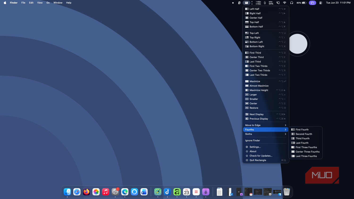 rectangle showing the menu bar options