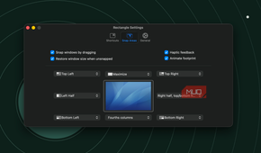 the window showing the snap settings page of rectangle