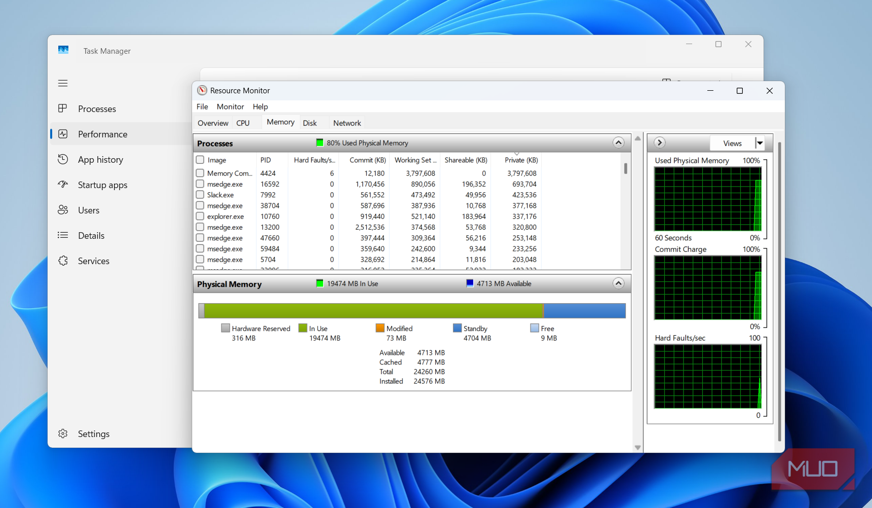 Resource Monitor on desktop
