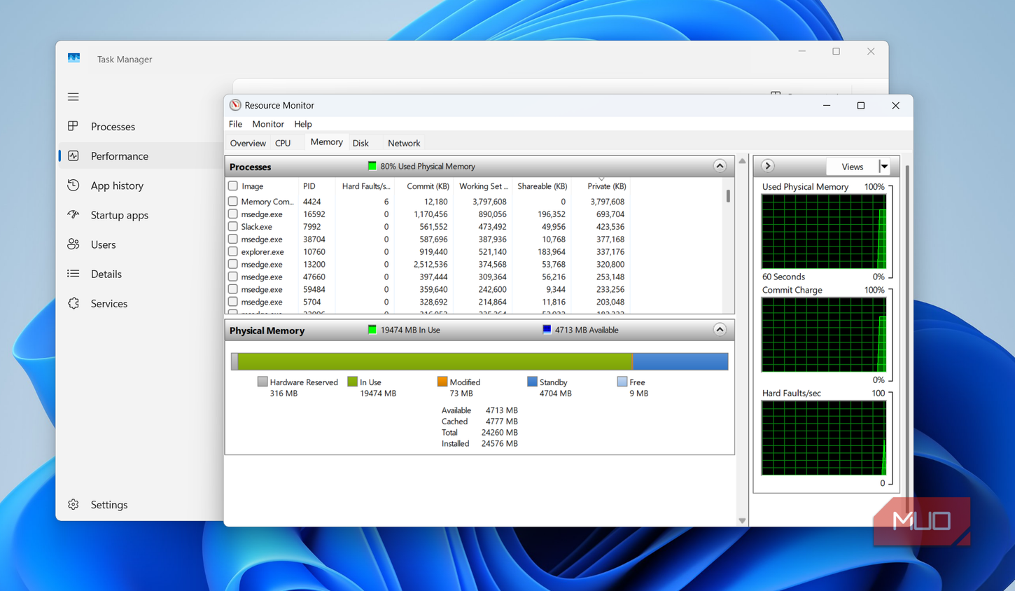 Resource Monitor on desktop