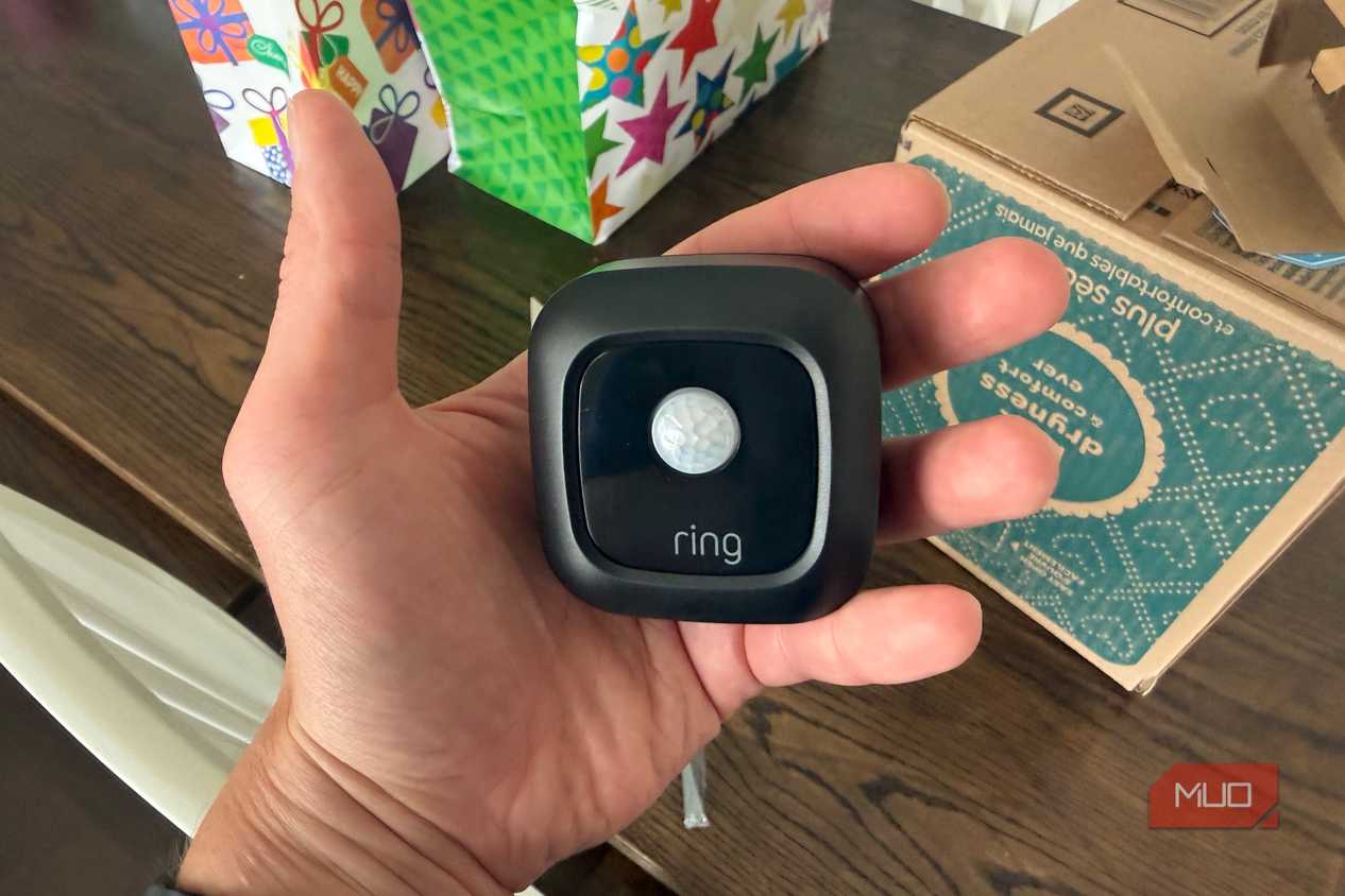 Ring Mailbox Sensor motion unit held in hand
