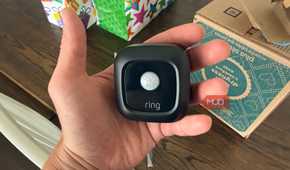 Ring Mailbox Sensor motion unit held in hand