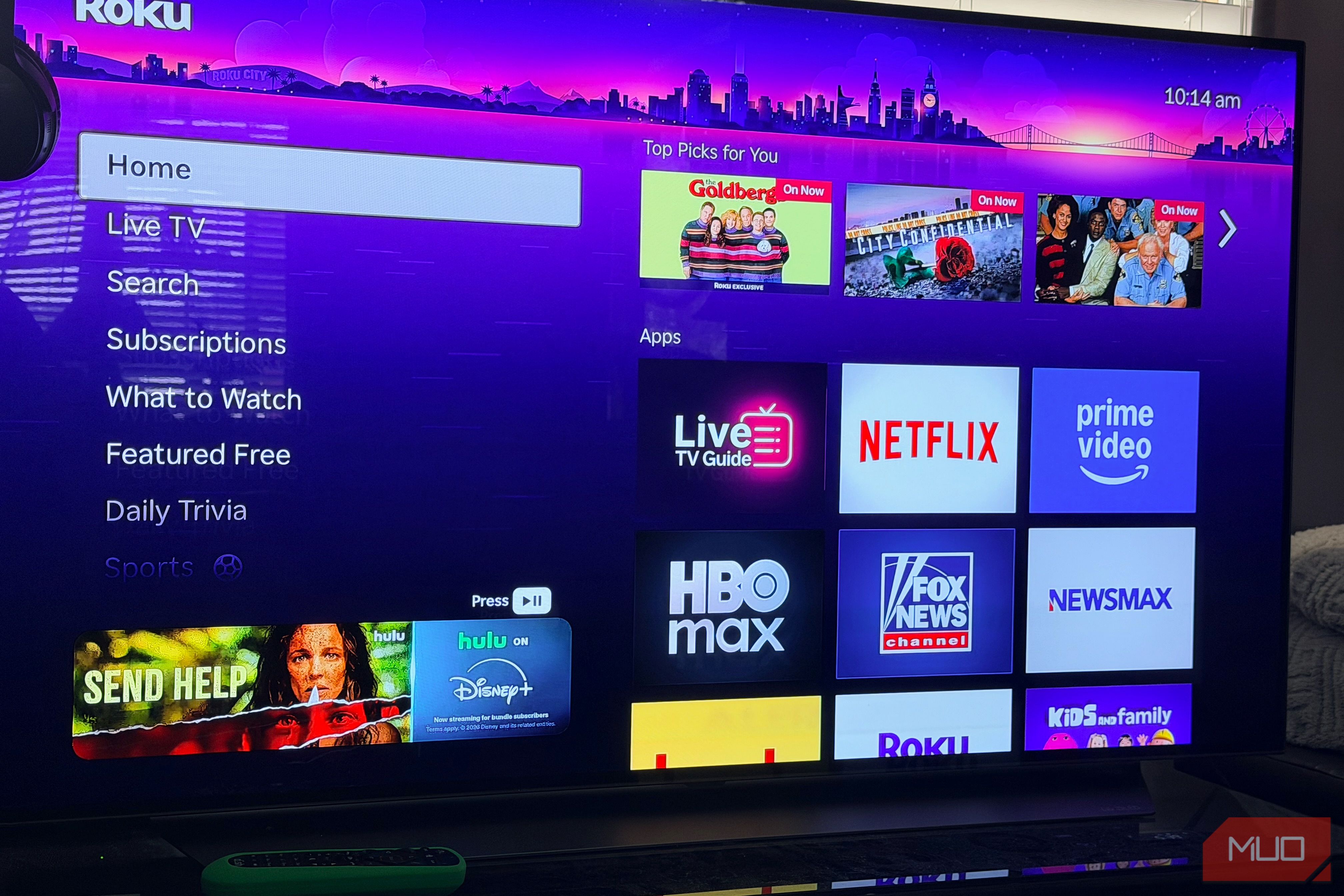 A Roku Home screen.
