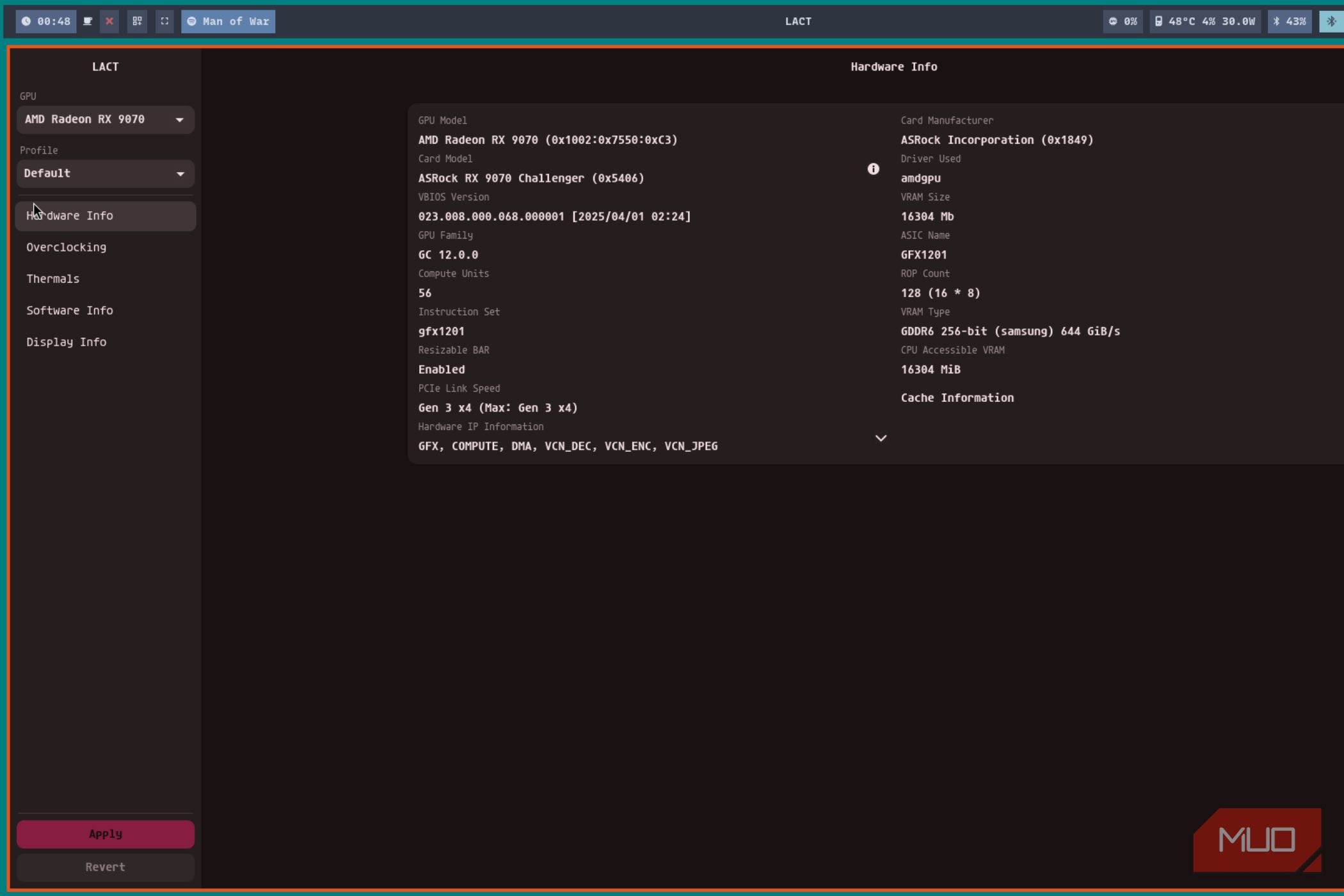 I tuned my GPU on Linux with an app that does what Windows won't
