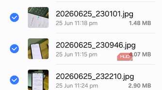 Samsung My Files recycle bin 77 items selected list