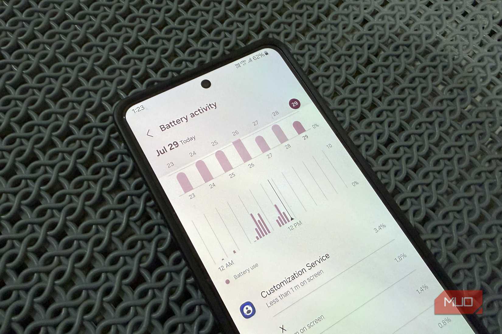 Menu d'utilisation de la batterie du téléphone Samsung