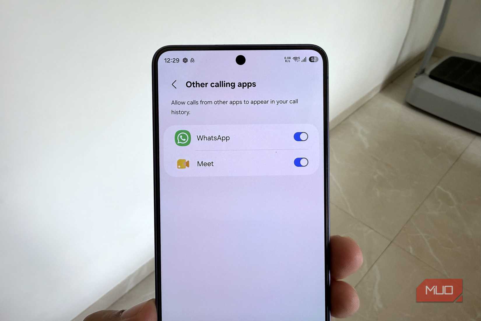 Samsung phone showing Other calling apps menu