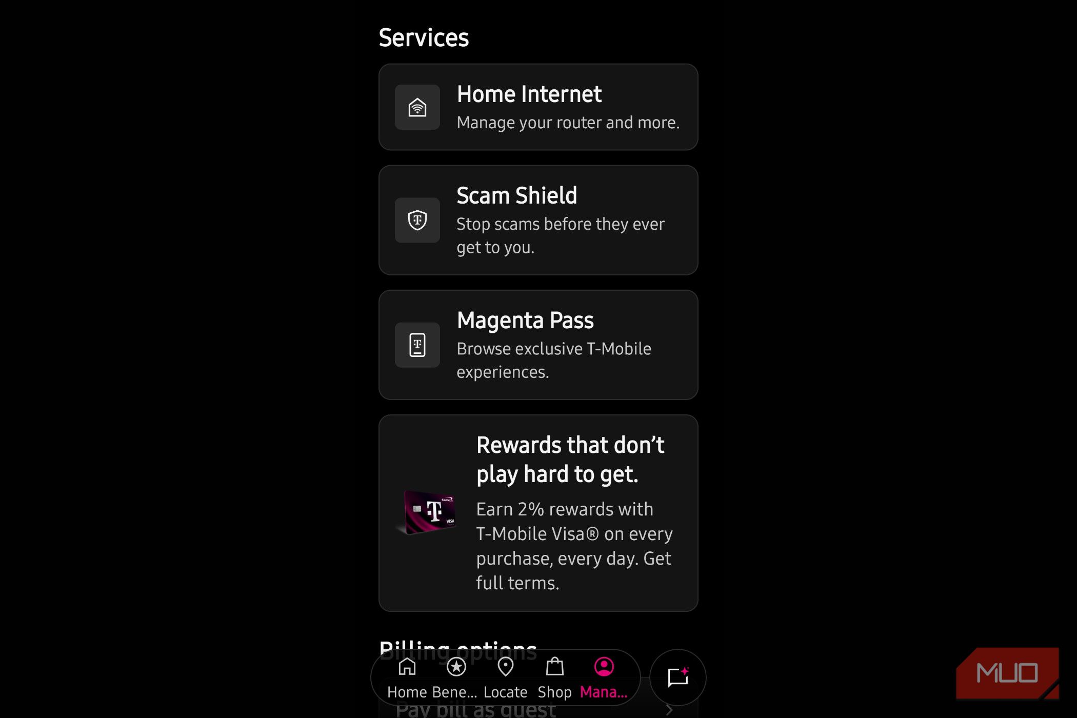 Scam shield being shown for T Mobile as a service.
