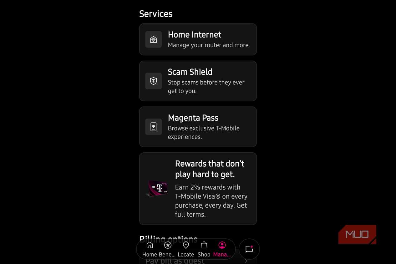 Scam shield being shown for T Mobile as a service.