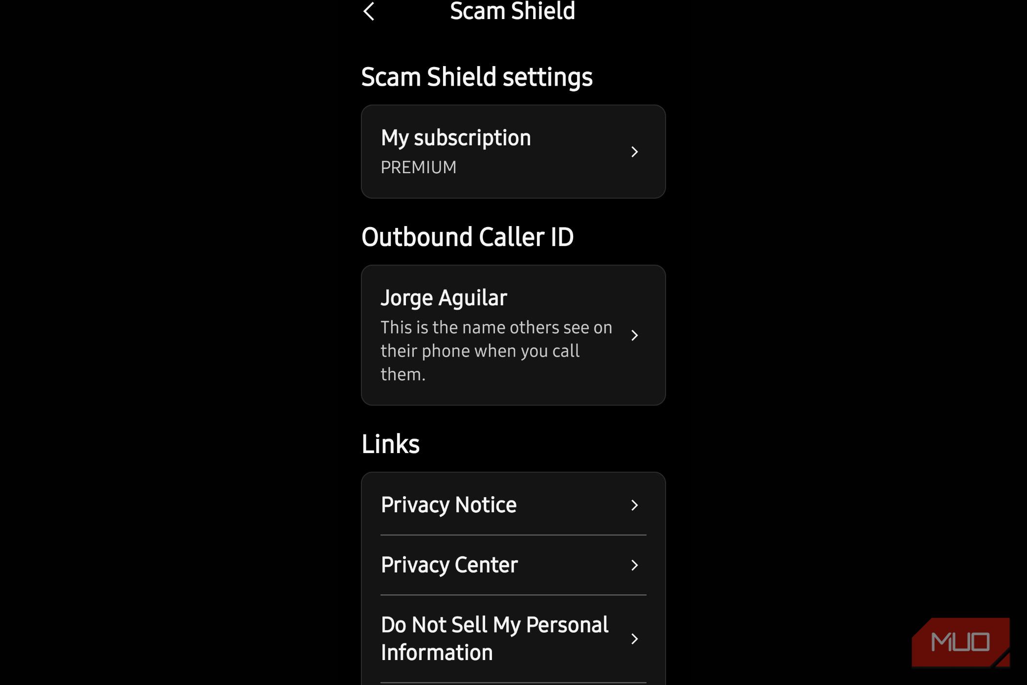Scam shield showing a subscription.