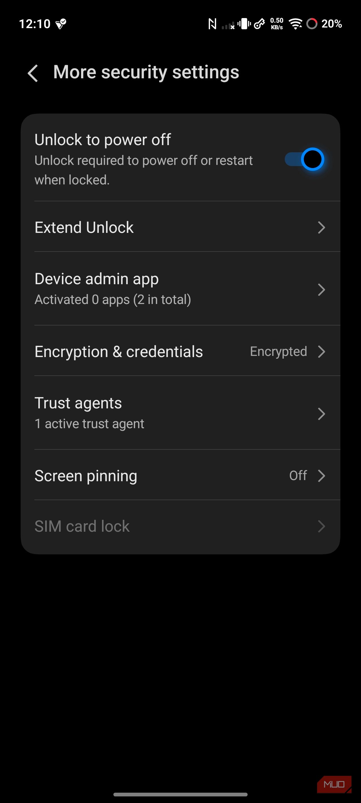 Screen pinning option in Vivo More security settings
