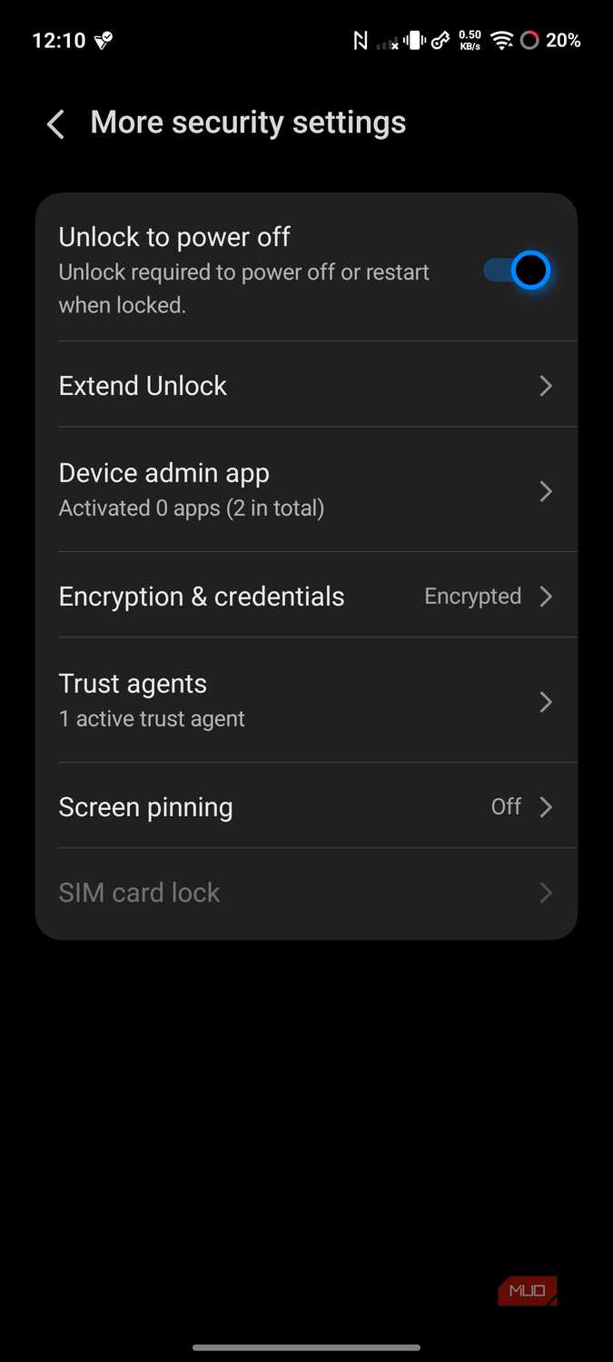 Screen pinning option in Vivo More security settings