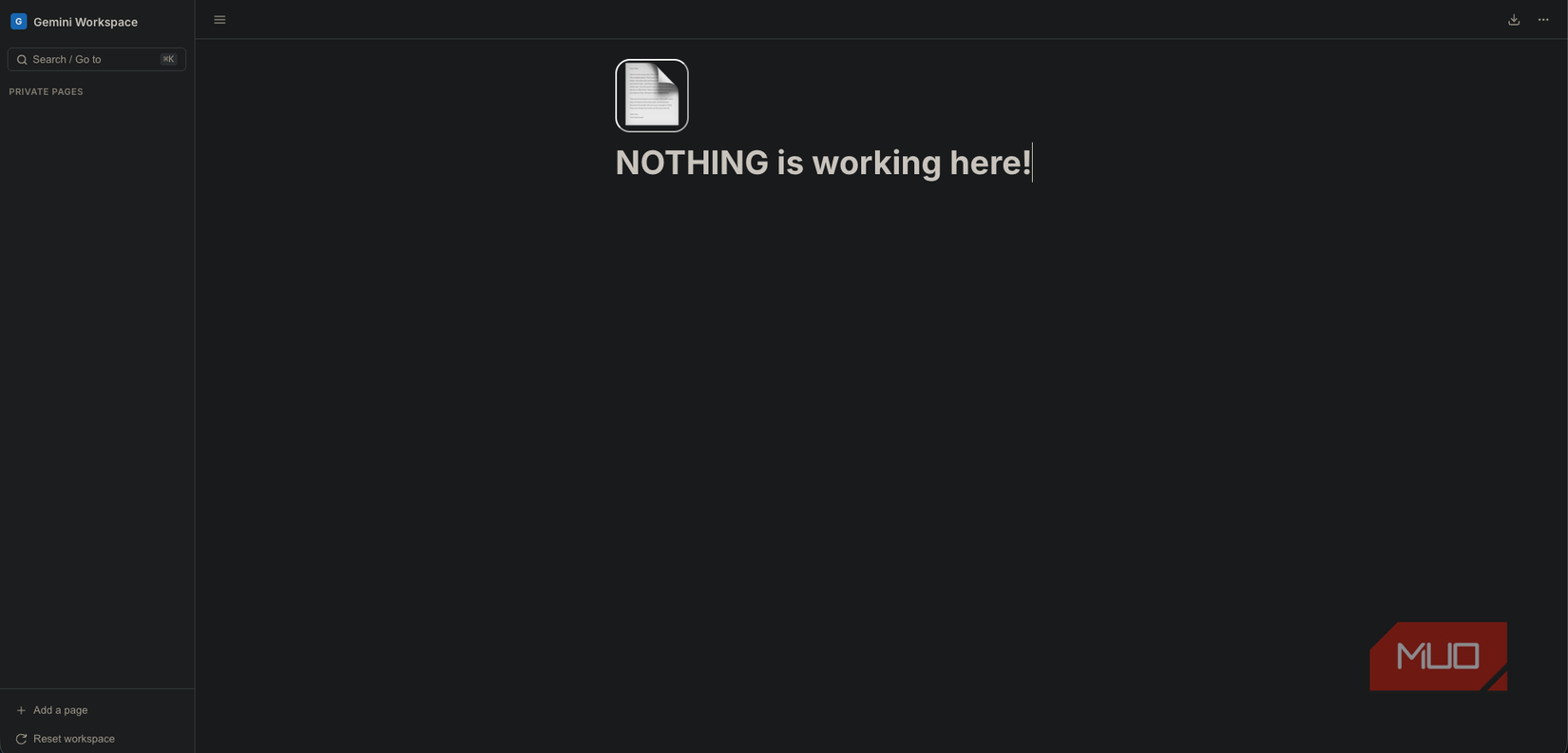 Notion clone created using antigravity