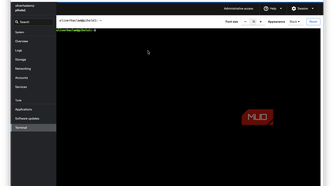 A screenshot showing terminal access from within Cockpit