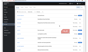 A screenshot of the services page on the Cockpit dashboard
