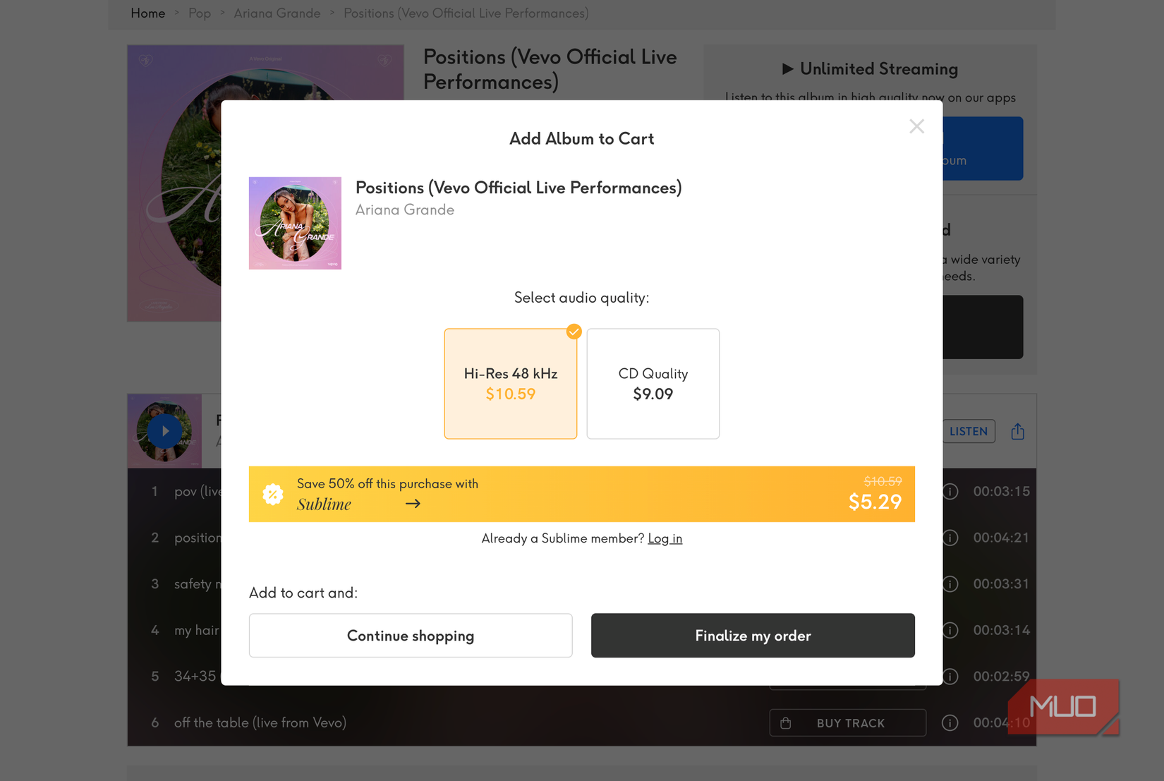 An album unavailable on physical media on Qobuz.