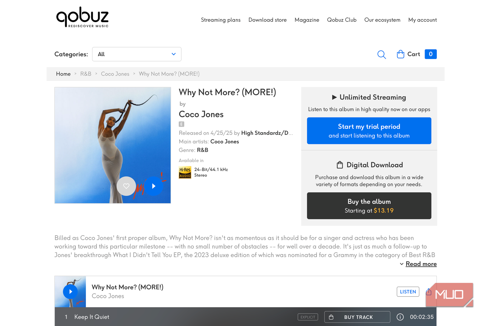 An album that is hard to find on physical media on Qobuz.