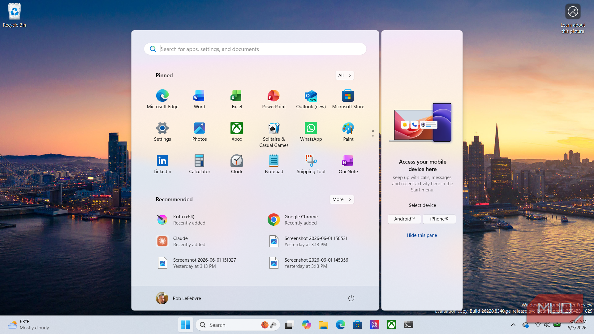Settings icon in Start menu