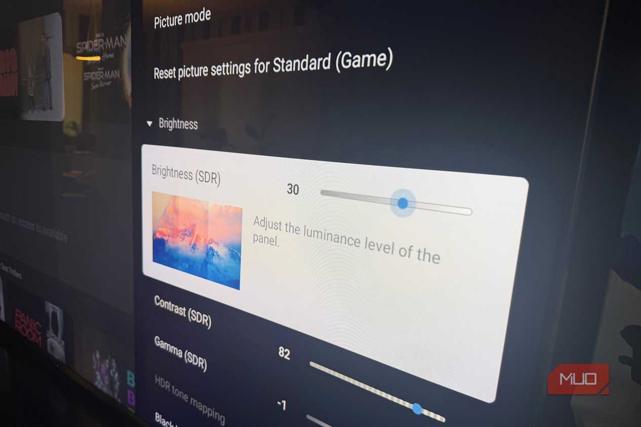 The picture settings menu showing Brightness on a Sony Bravia TV.
