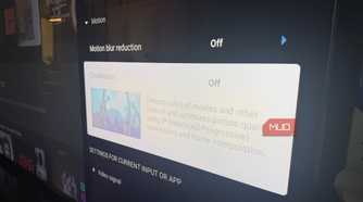 The picture settings menu showing Cinemotion motion blur reduction on a Sony Bravia TV.