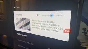 The picture settings menu showing Sharpness on a Sony Bravia TV.