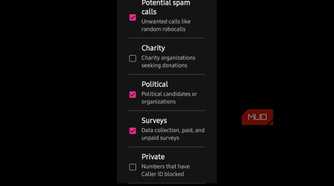 Spam calls showing what was blocked by the user.