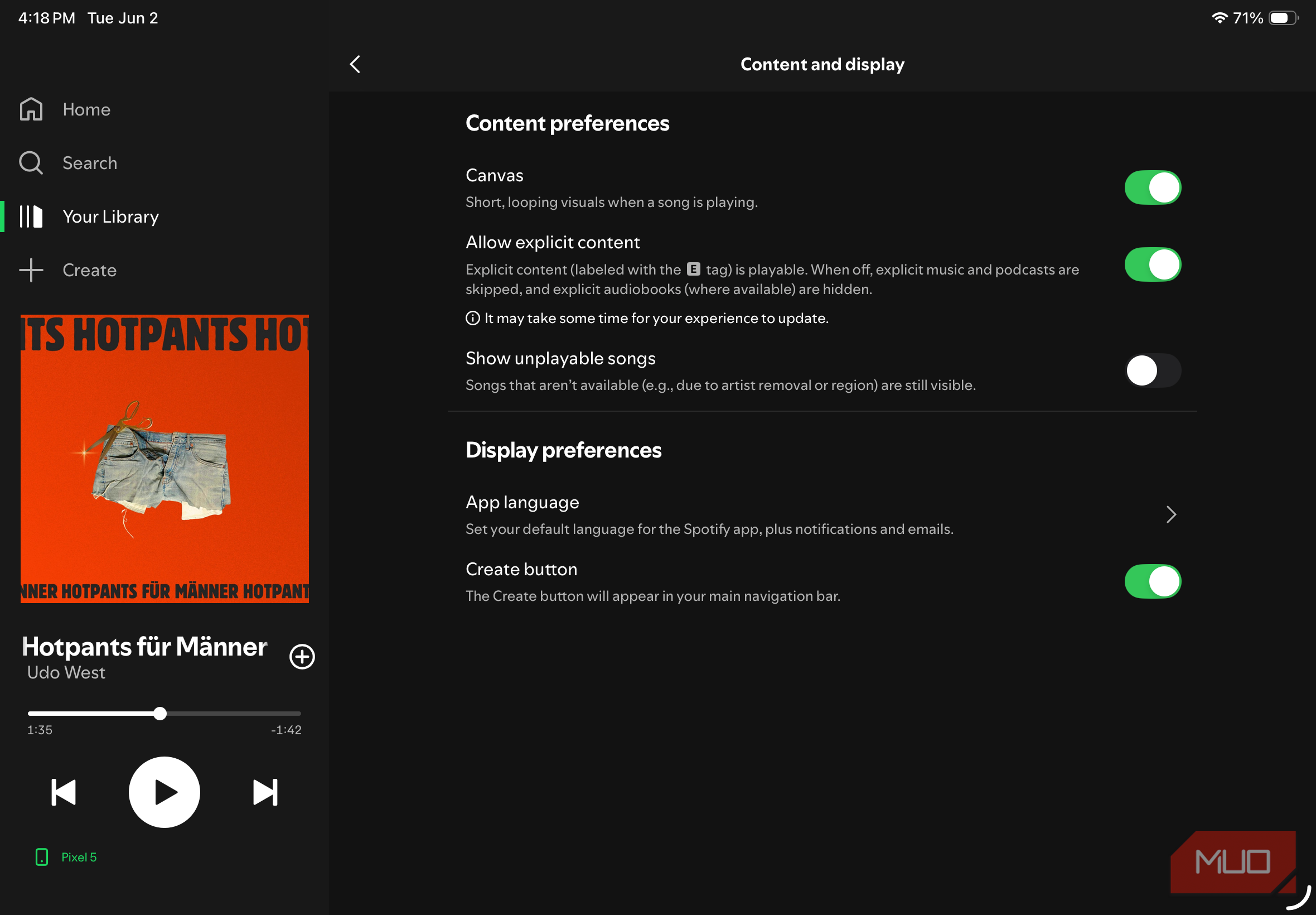 I turned off a few default Spotify settings and my battery life ...