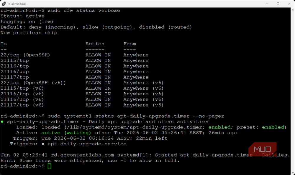 UFW firewall rules for RustDesk relay server ports