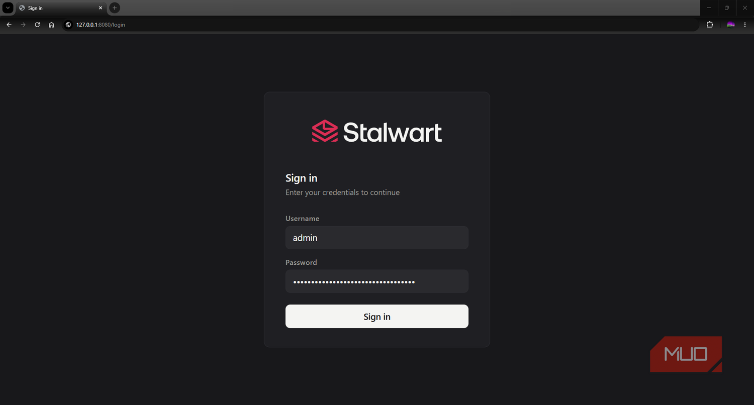 Stalwart mail server bootstrap first login
