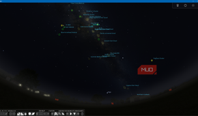 Stellarium App showing star positions with atmosphere conditions layer enabled