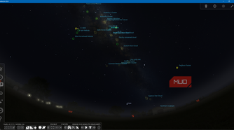 Stellarium App showing star positions with atmosphere conditions layer enabled