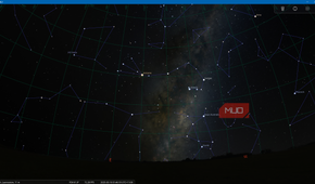 Stellarium App showing dark sky conditions with constellations and Milky Way core