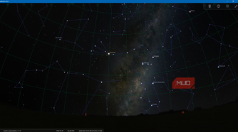 Stellarium App showing dark sky conditions with constellations and Milky Way core