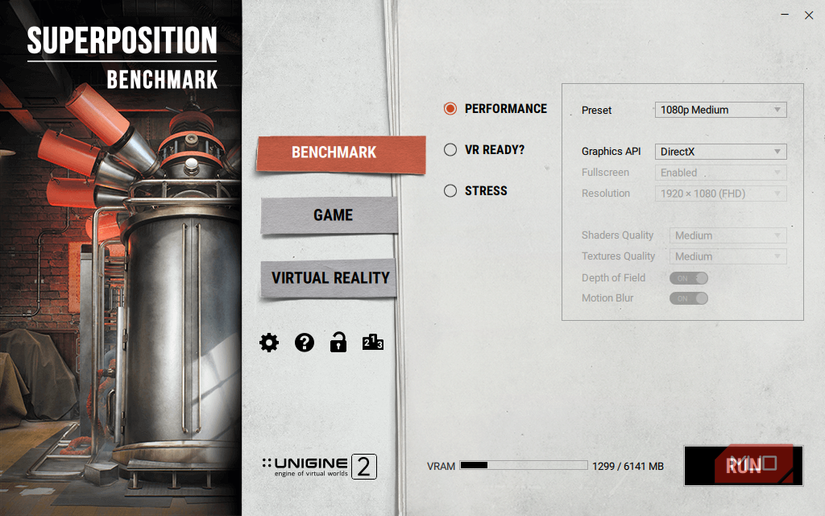 Superposition benchmark testing window