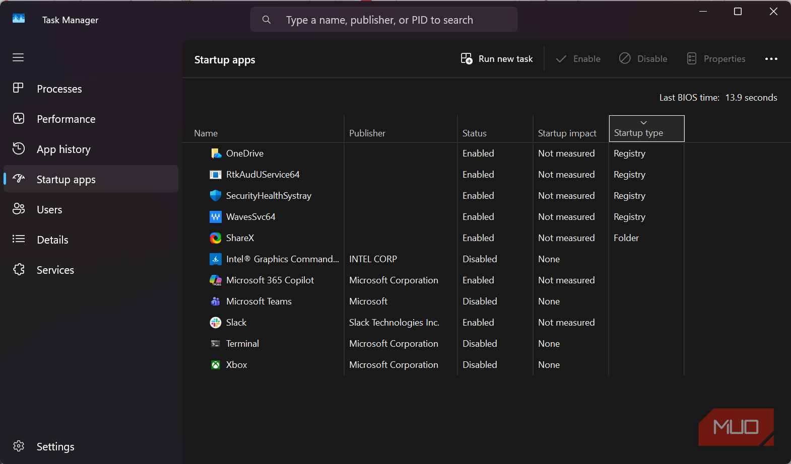 I ran a free Microsoft tool and found 161 startup entries Task Manager ...