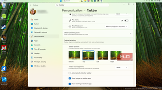 Taskbar on top of Win PC