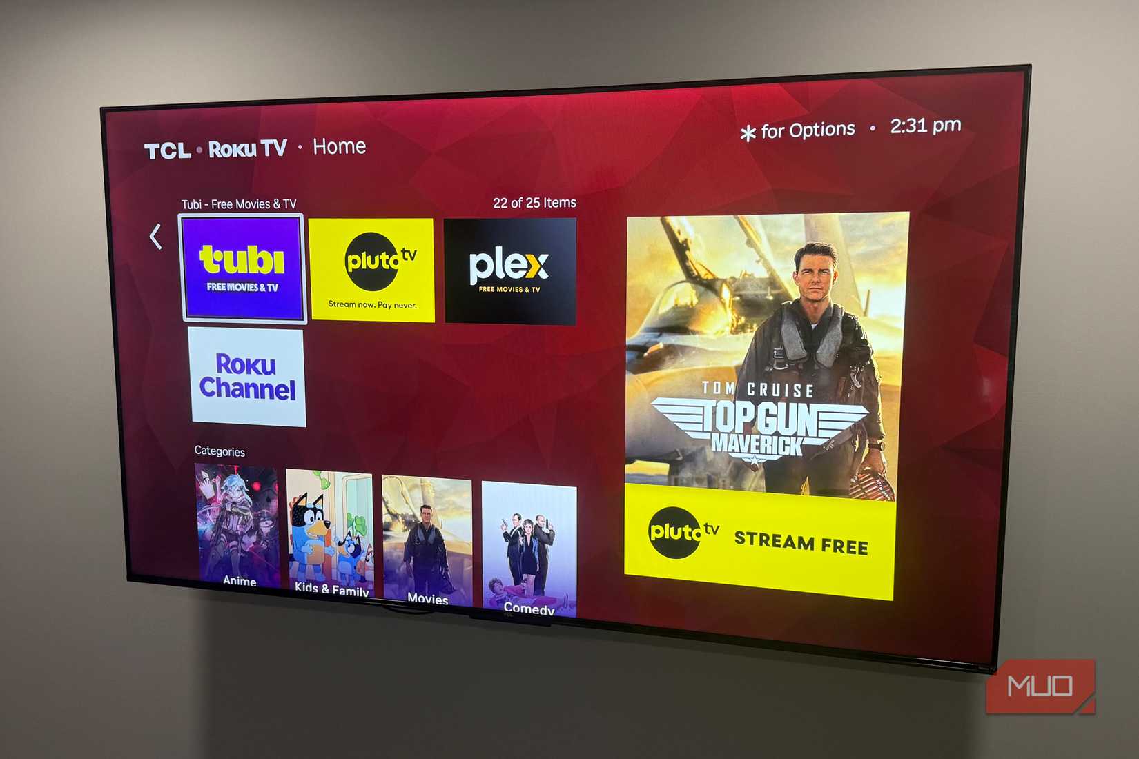 tcl smart tv with various streaming apps on display
