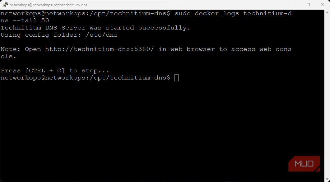 Technitium DHCP and DNS server running in Docker on Ubuntu