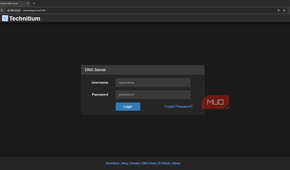 Technitium DHCP and DNS server first run login screen